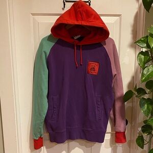 Teddy Fresh Multicolor Hoodie with Red, Purple, and Green colourblock Streetwear